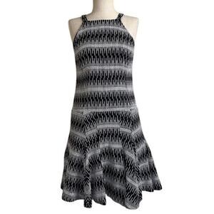 Thakoon Addition Black White Raised Stitch Sleeveless Mini Drop Waist Dress sz 4
